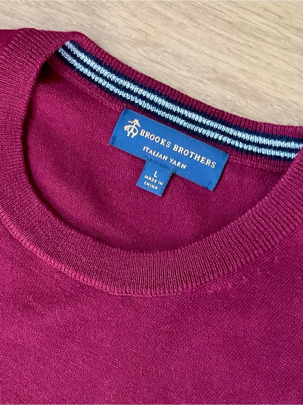 Brooks Brothers 100% Merino Wool Italian Yarn Burgundy Crewneck Sweater Men L
